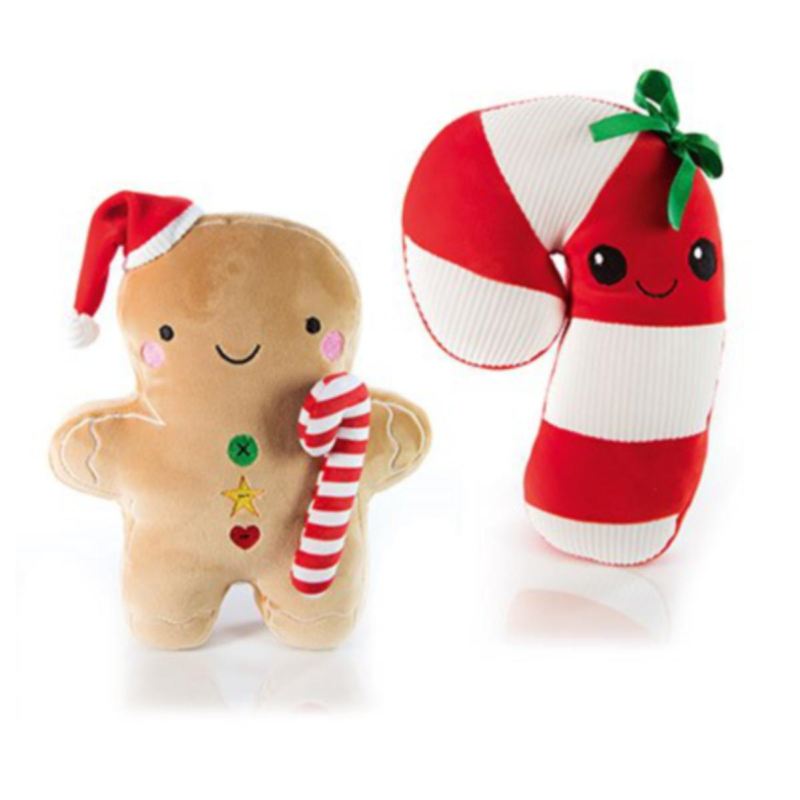 Cuddly plush gingerbread man/candy cane