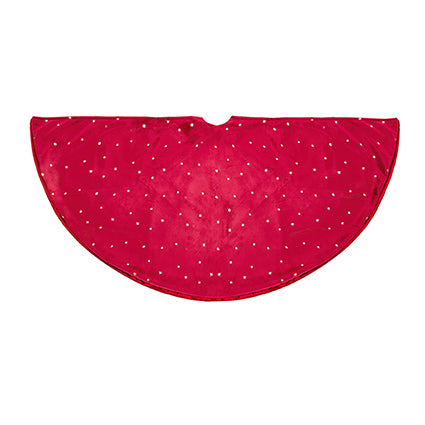 1.2m Burgundy velour tree skirt with star print
