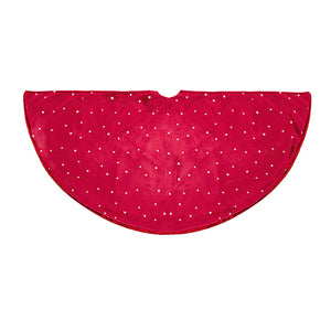 1.2m Burgundy velour tree skirt with star print