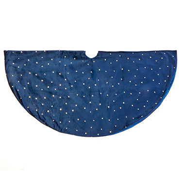 1.2m Dark blue velour tree skirt with star print