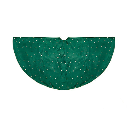 1.2m dark green velour tree skirt with a star print