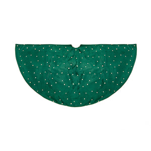 1.2m dark green velour tree skirt with a star print