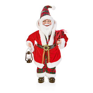 Santa with Plaid Hat and Present