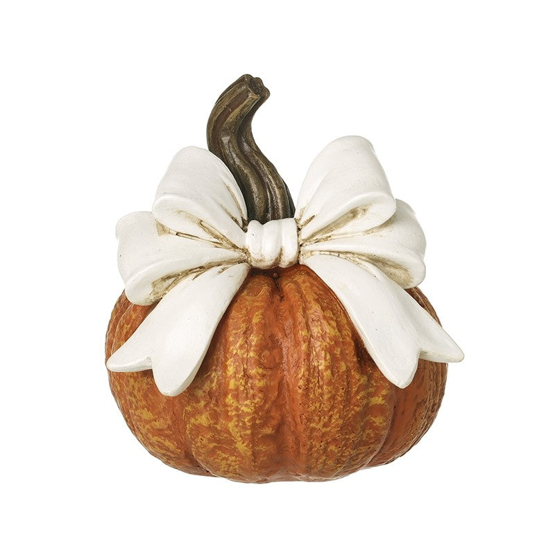 Small pumpkin with cream bow