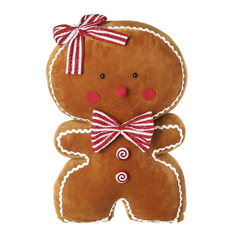 Large plush gingerbread man with bows