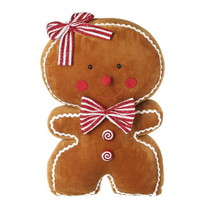Large plush gingerbread man with bows