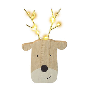 Wooden reindeer with light up antlers