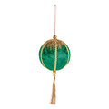 11cm Dark green velvet bauble with gold tassel hanging decoration