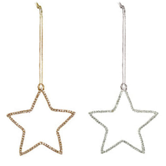 7.5cm diamante star hanging decs