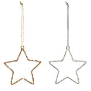 7.5cm diamante star hanging decs