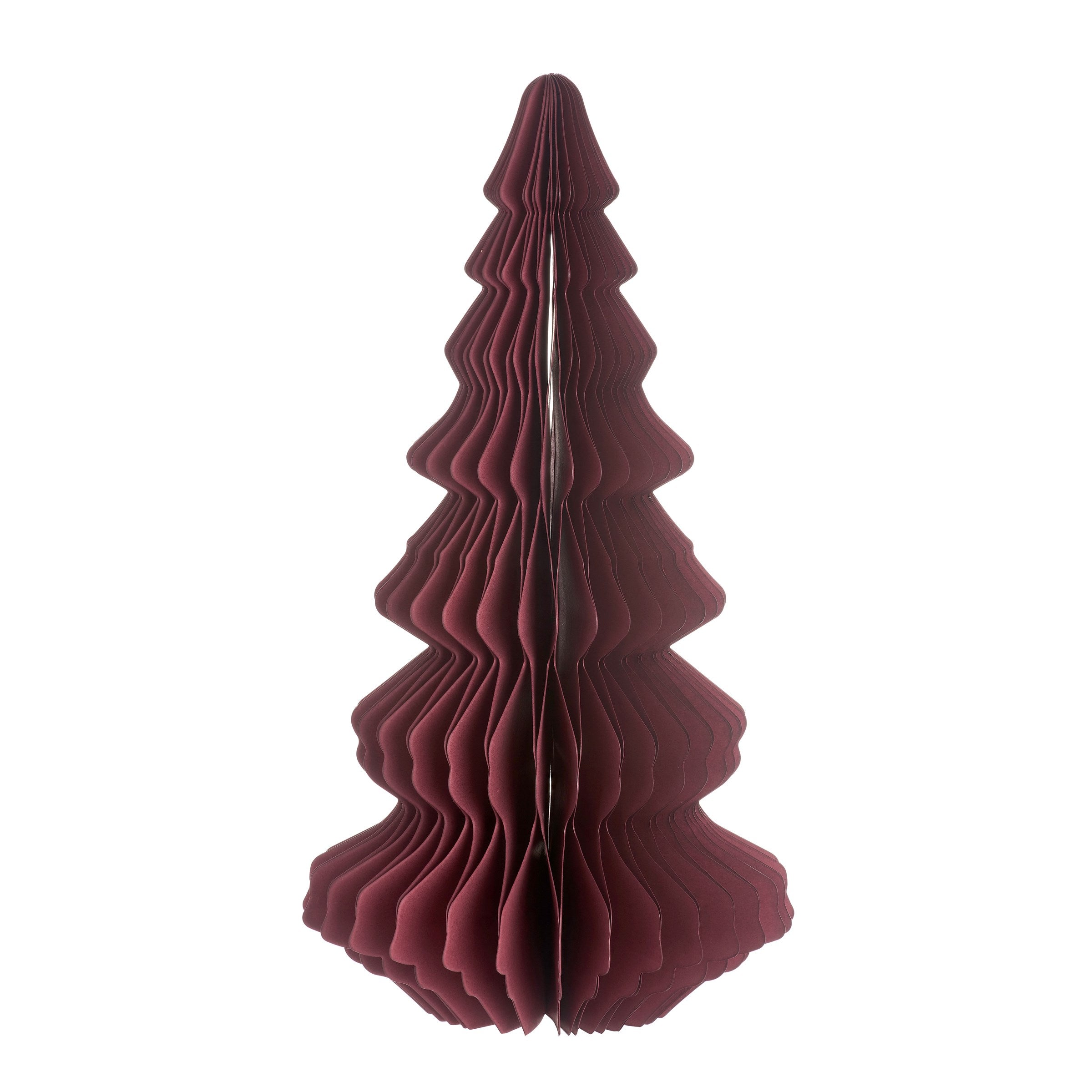 Burgundy paper Christmas tree dec (25cmH)