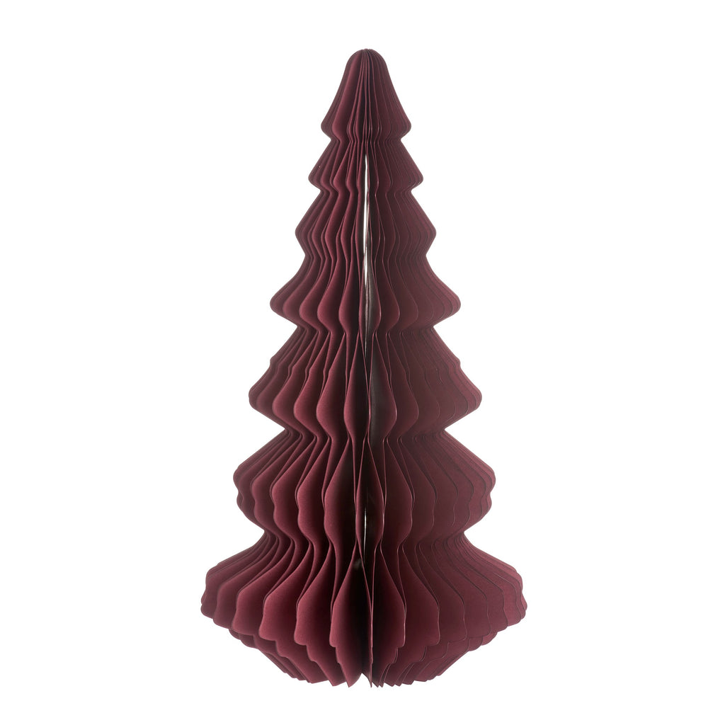 Burgundy paper Christmas tree dec (25cmH)