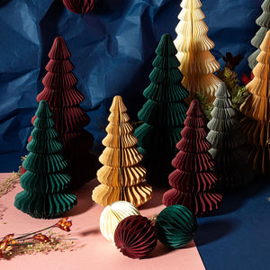 Burgundy paper Christmas tree dec (25cmH)