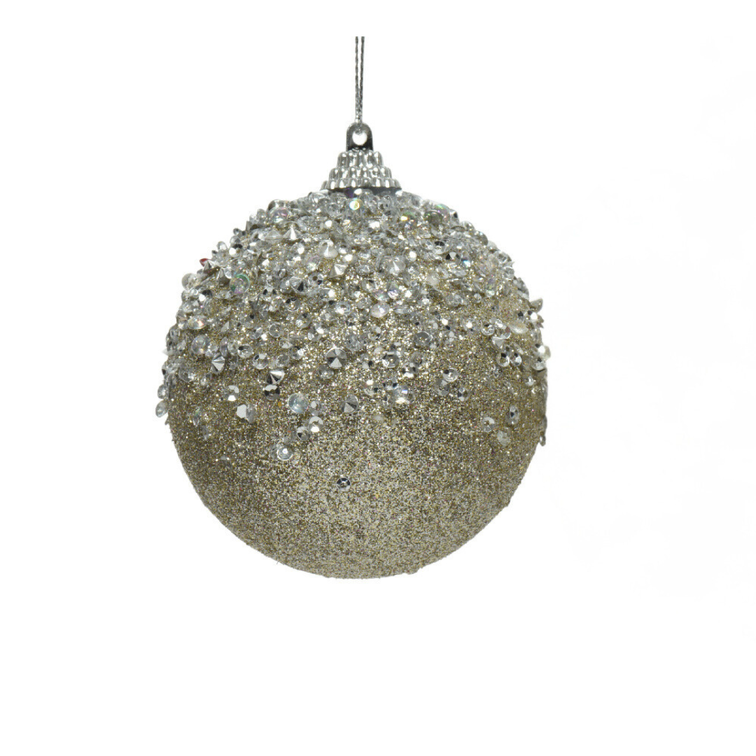 Glitter foam bauble with beads or diamonds