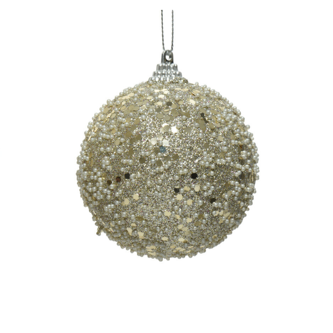 Glitter foam bauble with beads or diamonds