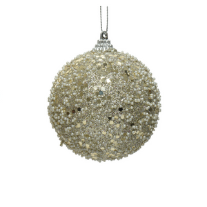 Glitter foam bauble with beads or diamonds