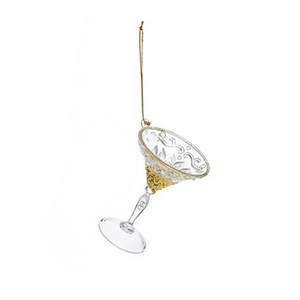 10cm Hanging Clear & Gold Wine Glass