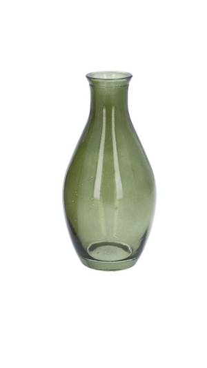 Green glass tapered bud vase