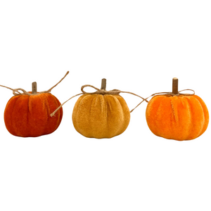 Small orange and brown velvet pumpkins