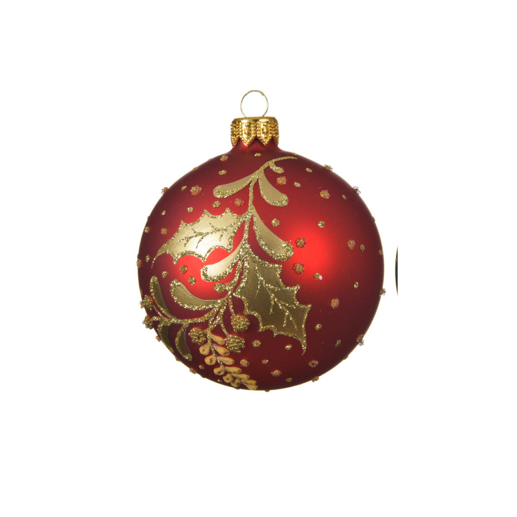 Holly and berries glass bauble pack