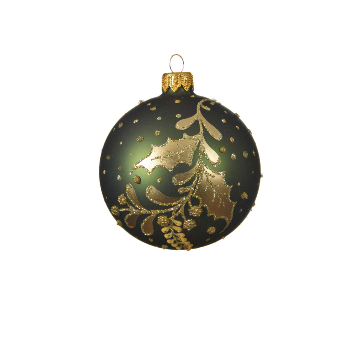 Holly and berries glass bauble pack
