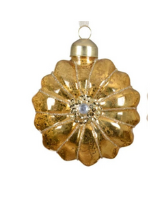 Flower shaped bauble with glitter centre