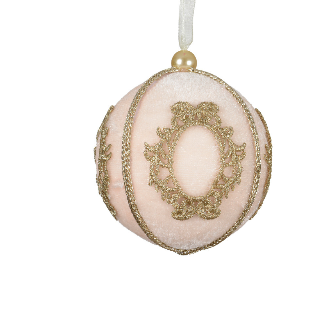 Pearl Velvet Foam Bauble with Lace