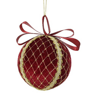 Velvet Hanging Decoration with Lace and Bow