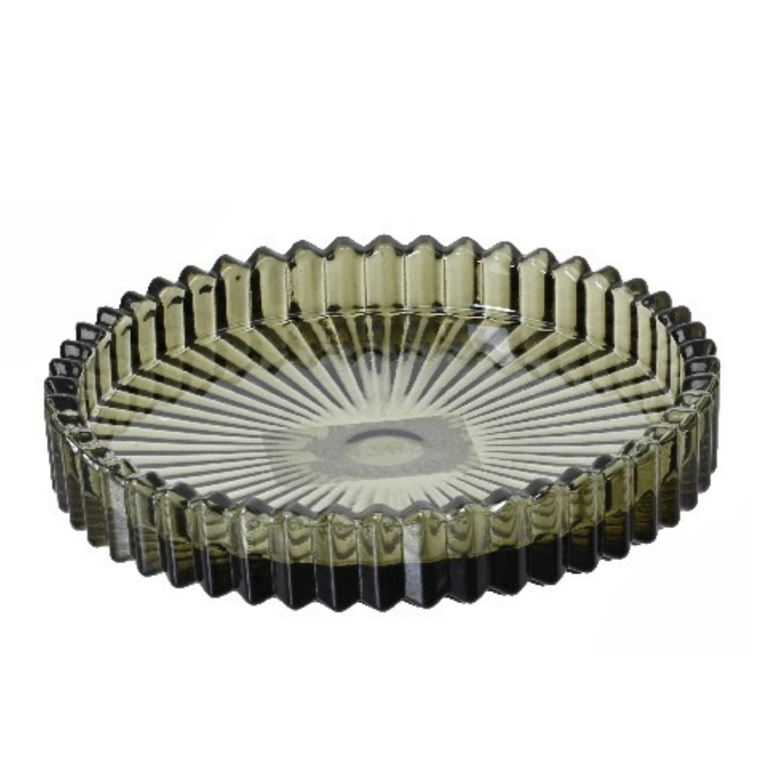 Ribbed coloured glass candle coaster