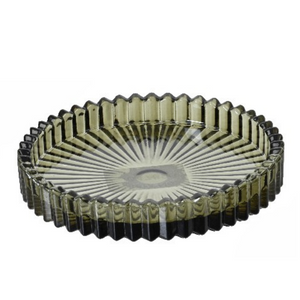 Ribbed coloured glass candle coaster