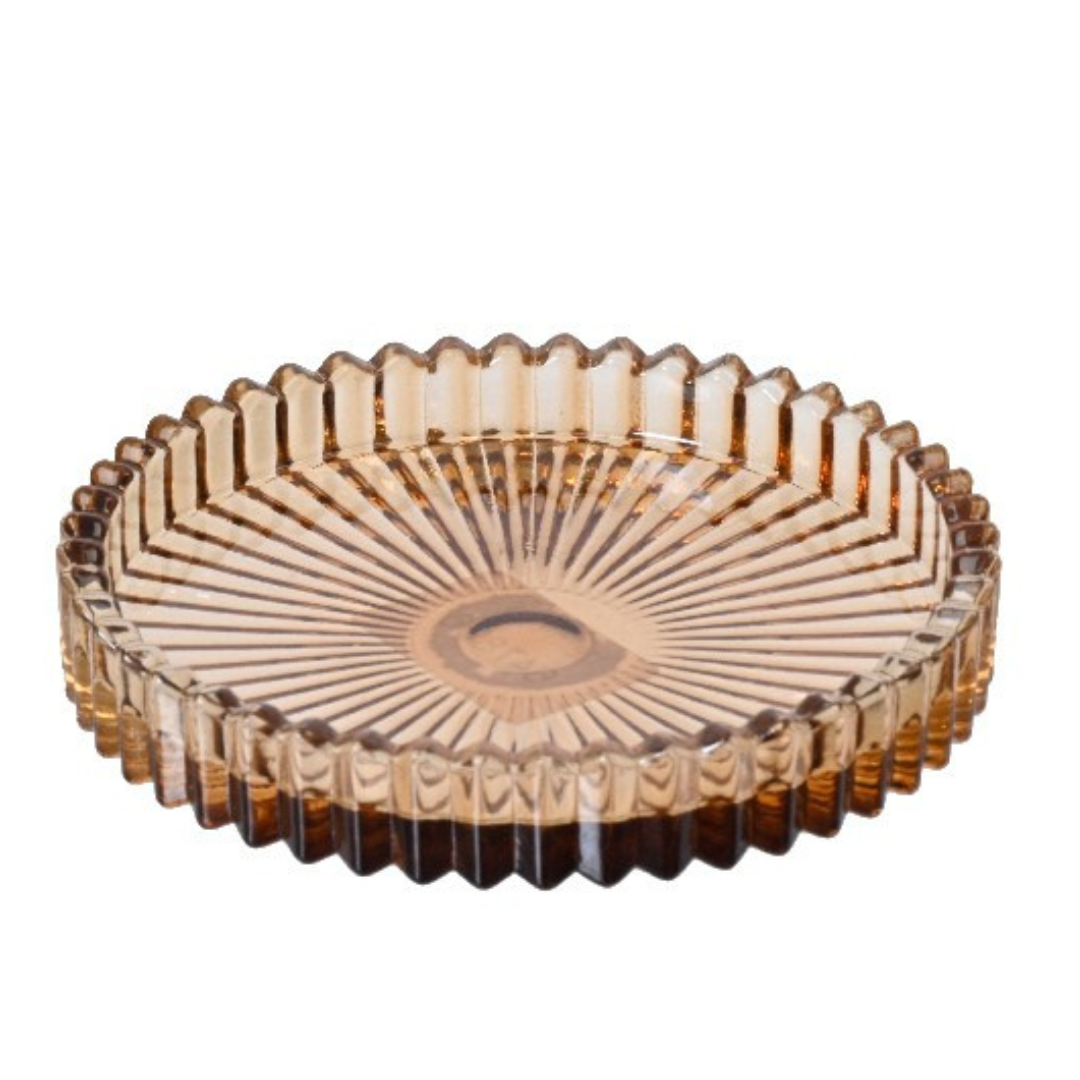 Ribbed coloured glass candle coaster