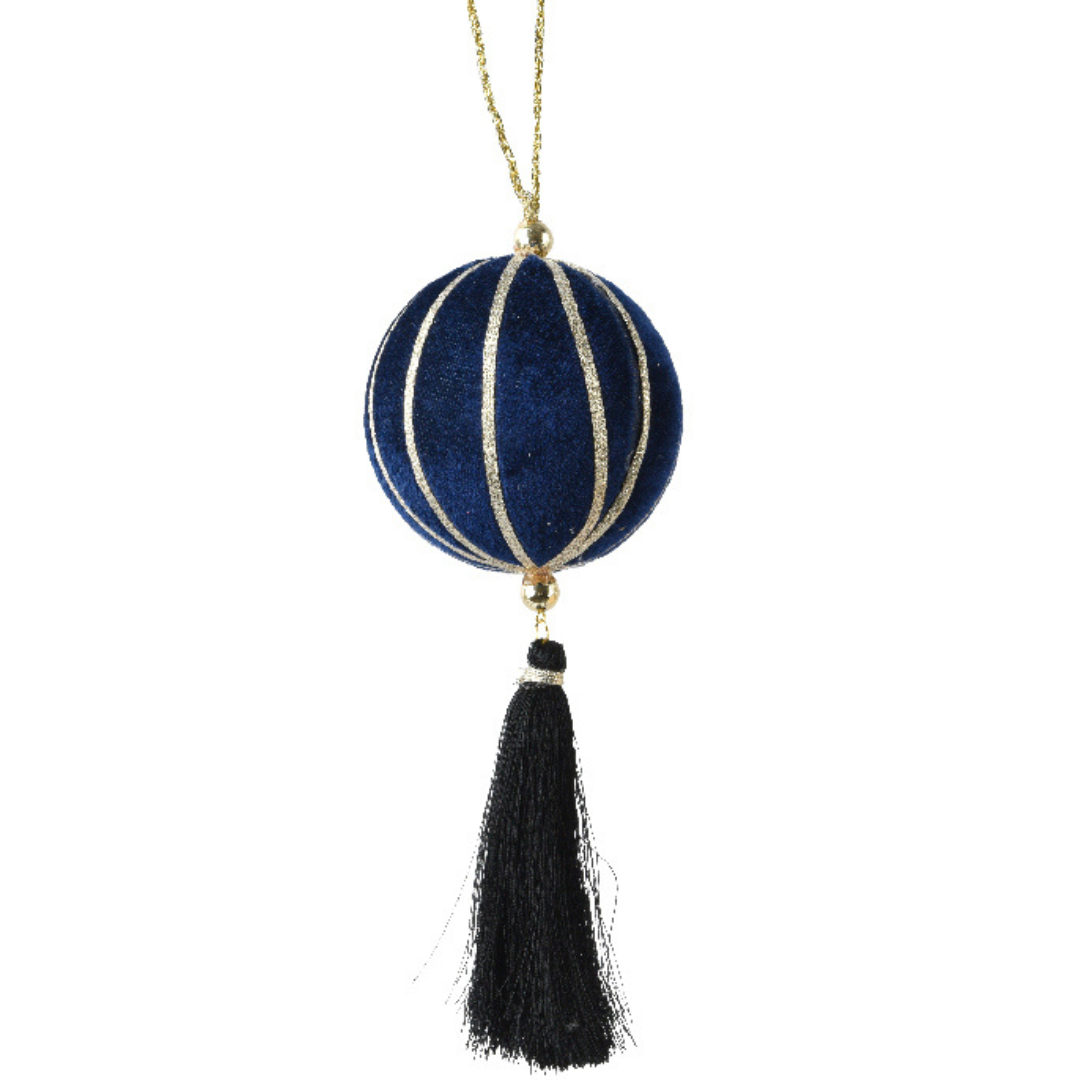 Velvet Bauble with Tassel - 3ass