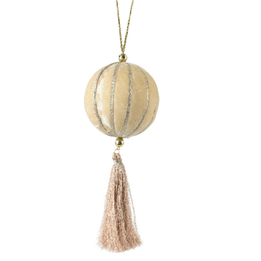 Velvet Bauble with Tassel - 3ass