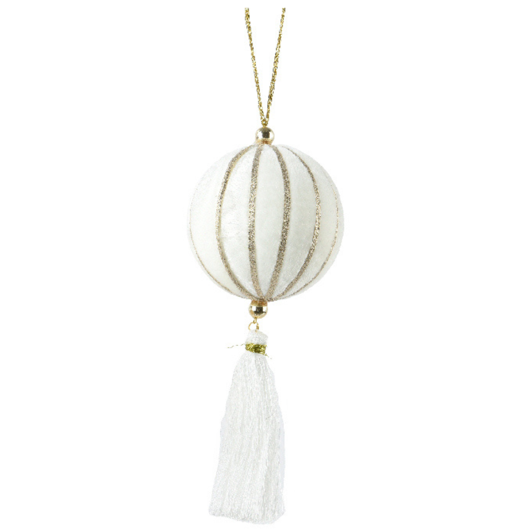 Velvet Bauble with Tassel - 3ass