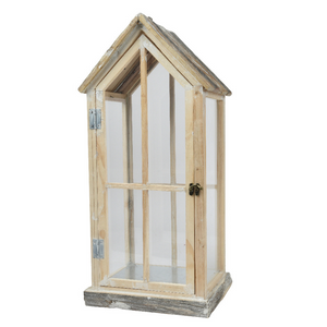 Firwood House Shaped Lantern with Bark Roof