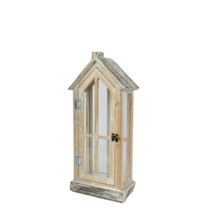 Firwood House Shaped Lantern with Bark Roof