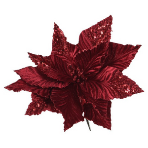 Velvet clip on sequined poinsettia