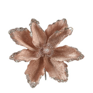 Clip-On Magnolia Flower with Glitter Centre and Edges