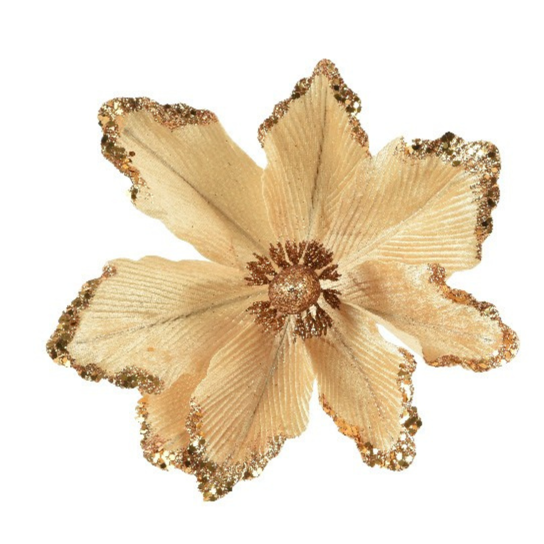 Clip-On Magnolia Flower with Glitter Centre and Edges