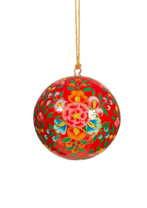 Kaskmiri papier mache floral baubles