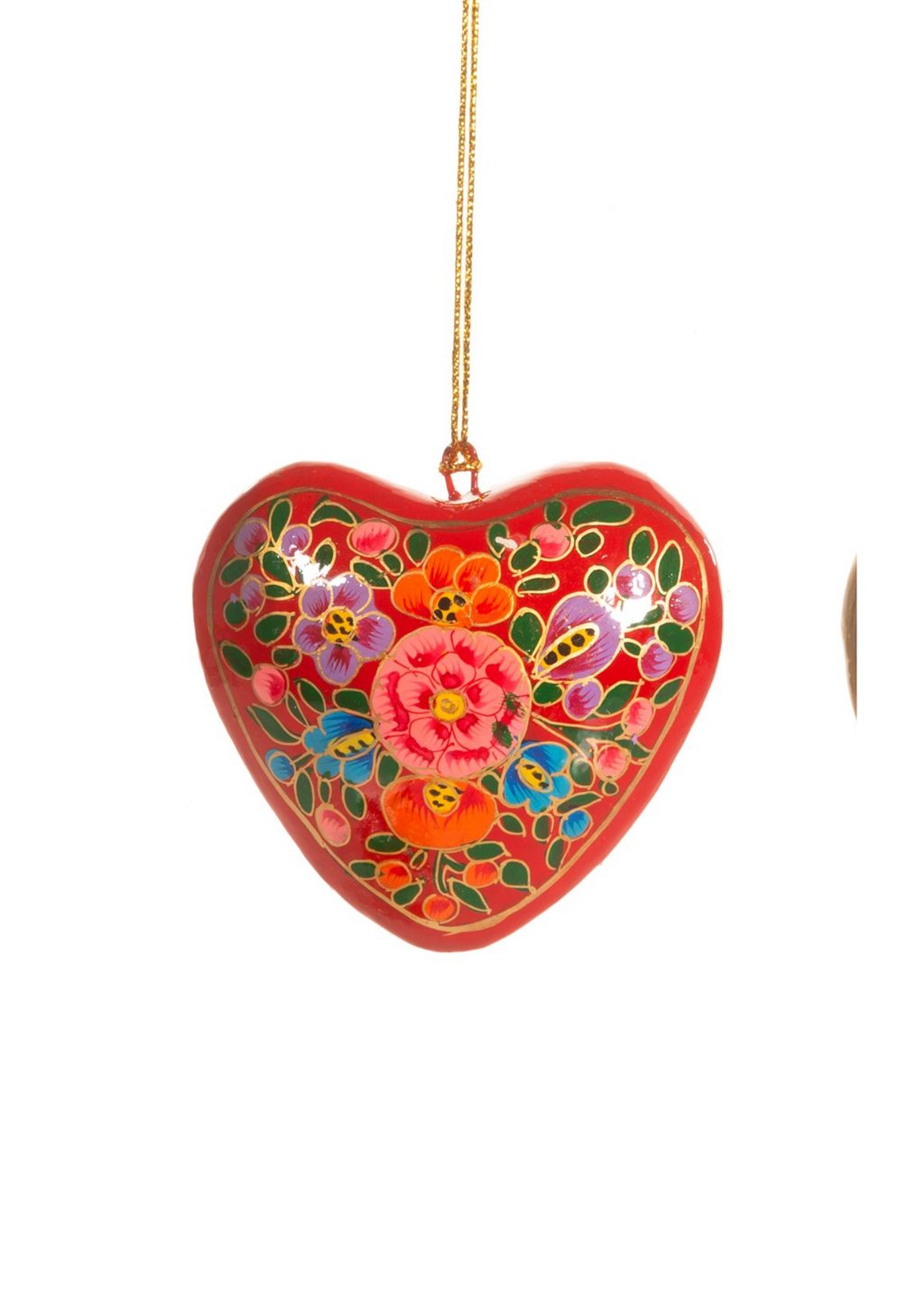 Kaskmiri papier mache heart shaped baubles