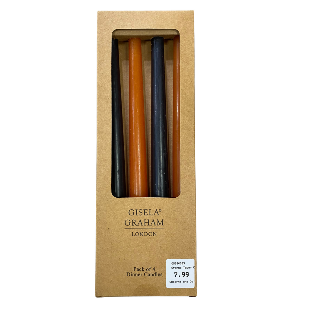 Orange and black dinner candles- mixed box of 4