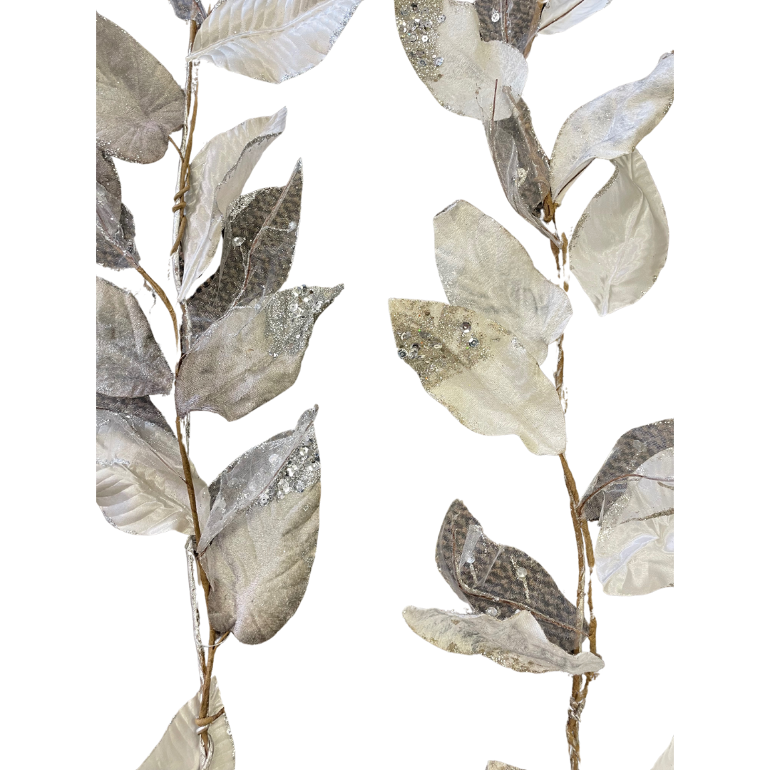 Glitter leaf garland