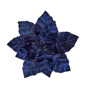 31cm Dark Blue Clip On Velvet Flower