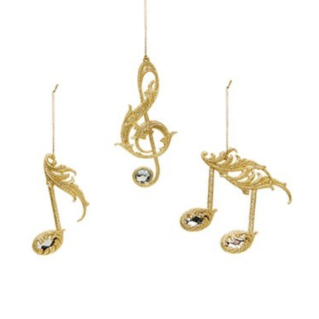 12cm Gold Glitter Music Note