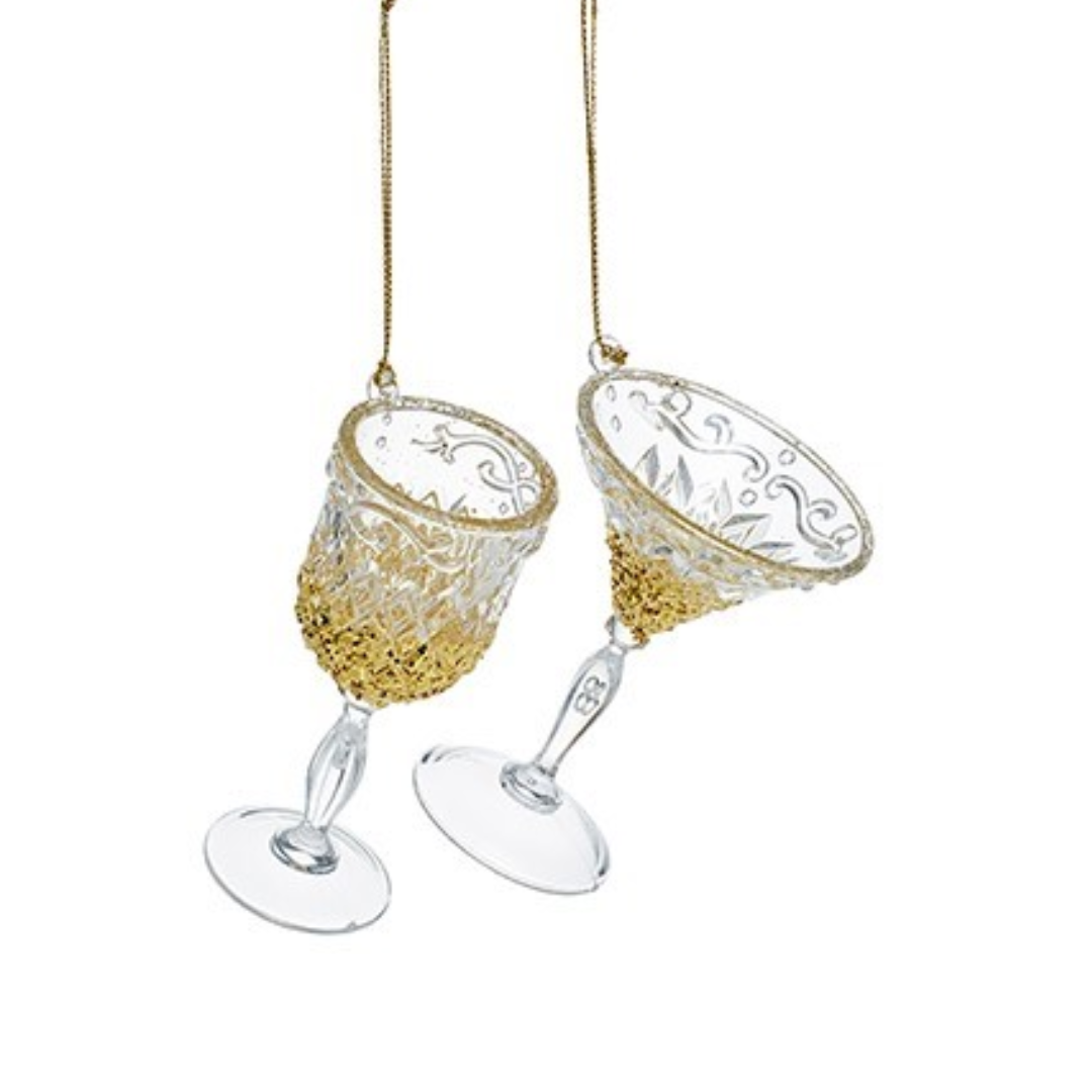 10cm Hanging Clear & Gold Wine Glass