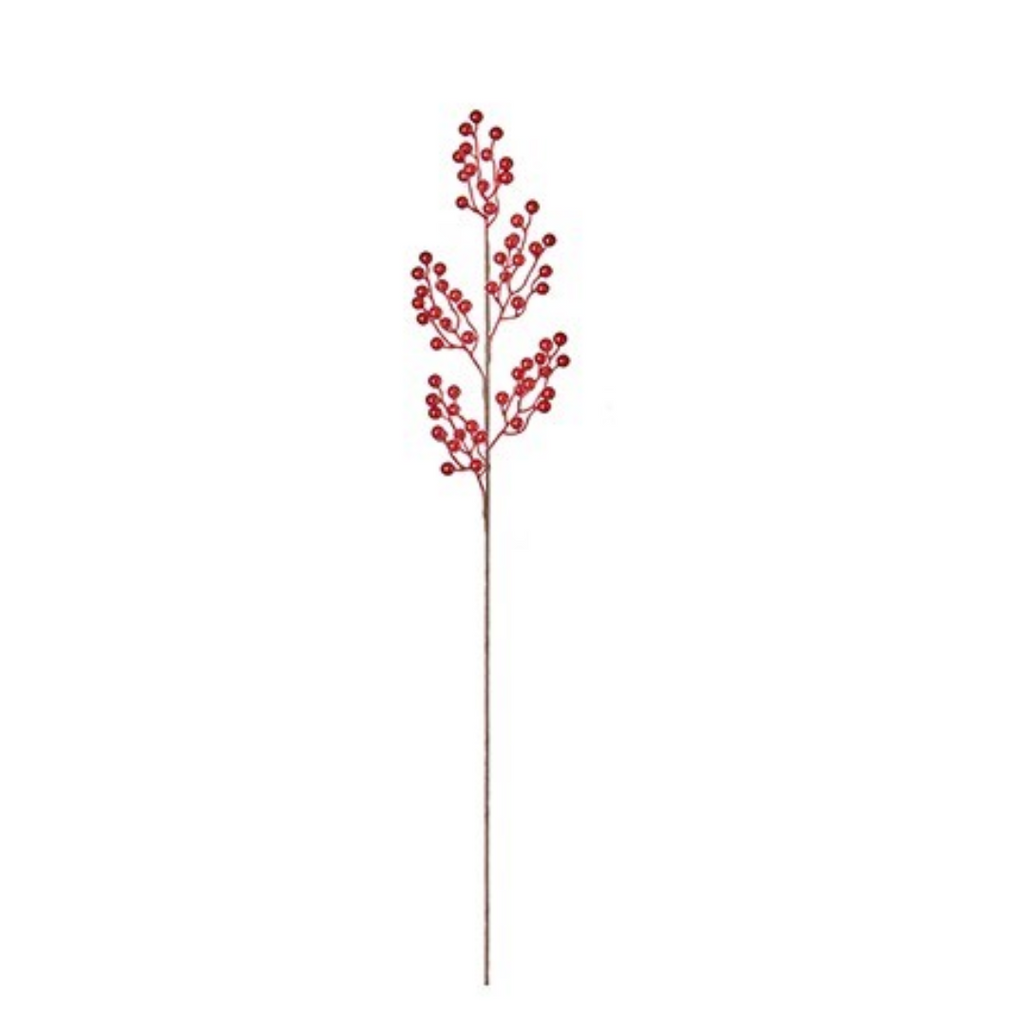 67cm Red Metallic Berries Stem