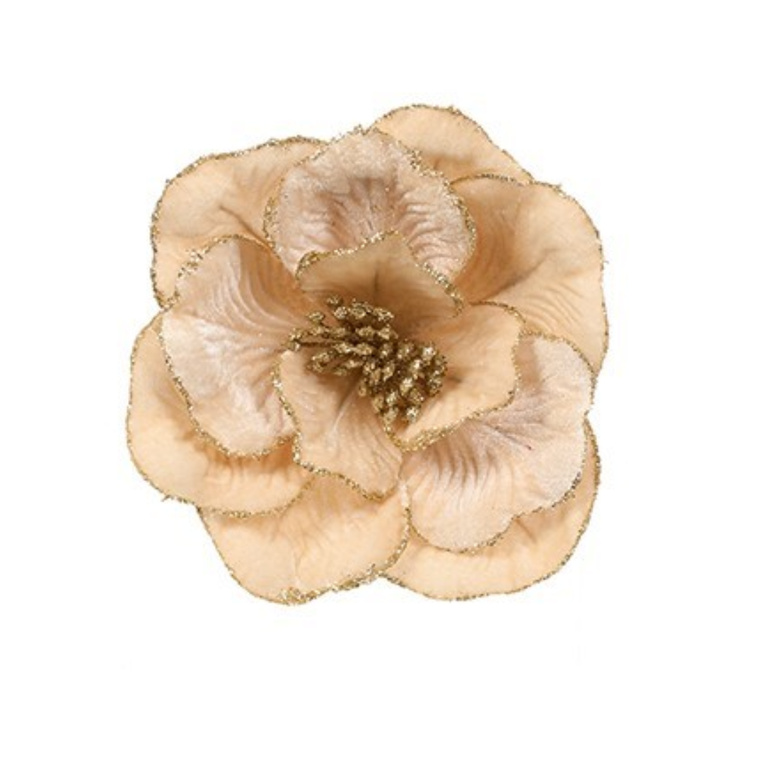 Champagne gold clip on dahlia