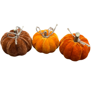 Small orange and brown velvet pumpkins