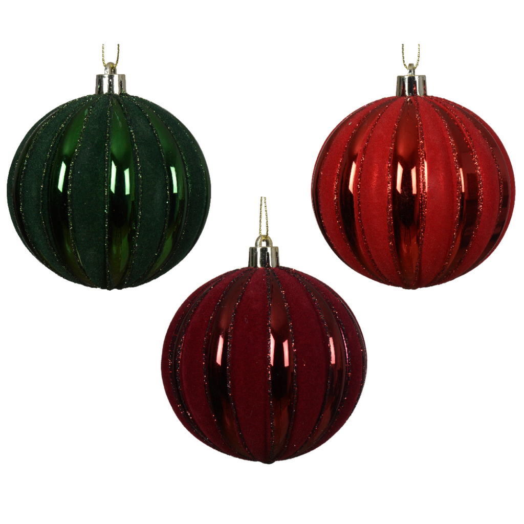 Flocked shatterproof swirl bauble